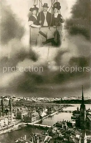 AK / Ansichtskarte Zuerich_ZH Ballonfahrt Panorama Zuerich_ZH