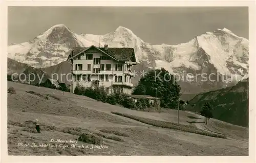 St_Beatenberg_BE Hotel Amisbuehl mit Eiger Moench und Jungfrau 