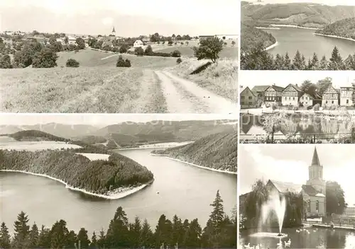 Wilhelmsdorf_Poessneck Panorama Stausee der Hohenwartesperre Panorama Fontaene Kirche Wilhelmsdorf Poessneck