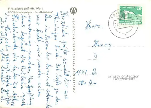 Finsterbergen FDGB Erholungsheim Spiessberghaus Finsterbergen