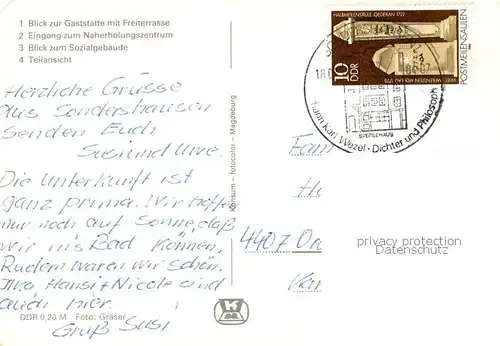 Sondershausen_Thueringen Gaststaette mit Freiterrasse Naherholungszentrum Sozialgebaeude Teilansicht Sondershausen Thueringen