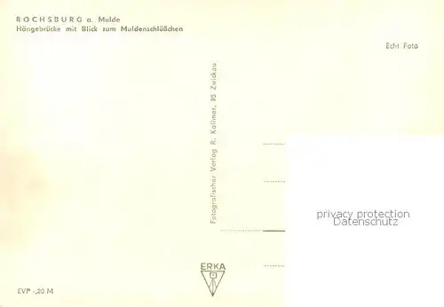 Rochsburg Haengebruecke mit Blick zum Muldenschloesschen Rochsburg