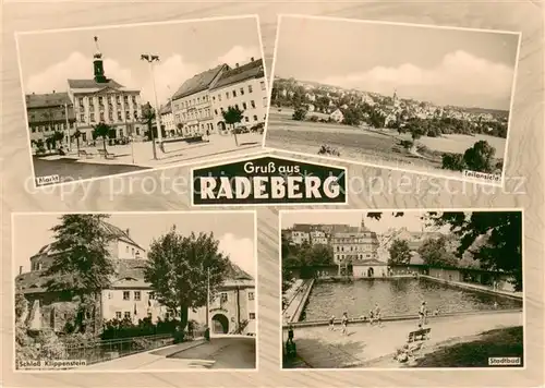 Radeberg_Sachsen Markt Teilansicht Schloss Klippenstein Stadtbad Radeberg Sachsen