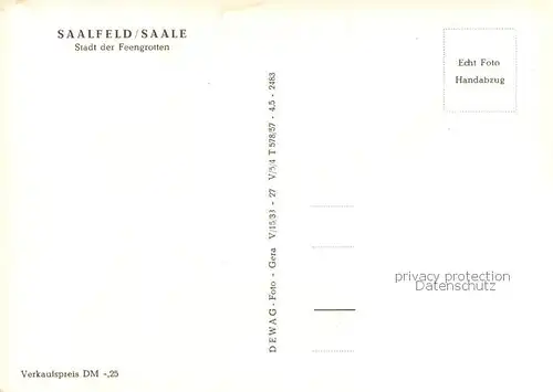Saalfeld_Saale Feengrotten Gralsburg Schloss Bergfried Saalebruecke Saaletor Heimatmuseum Festsaal Freibad Georgi Dimitroff Saalfeld_Saale