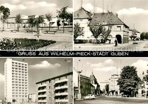 Guben HO Gaststaetten Junge Welt und Zentrum Karl Marx Strasse Hochhaus in Obersprucke Wilhelm Pieck Strasse Guben