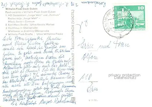 Guben HO Gaststaetten Junge Welt und Zentrum Karl Marx Strasse Hochhaus in Obersprucke Wilhelm Pieck Strasse Guben