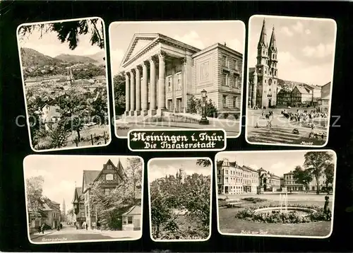 Meiningen_Thueringen Panorama Theater Markt Georgstrasse Landsberg Blick zur Post Meiningen Thueringen