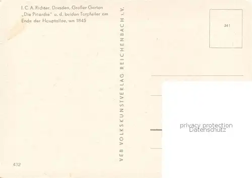 AK / Ansichtskarte Dresden Grosser Garten Die Picardie Torpfeiler am Ende der Hauptallee um 1845 Dresden