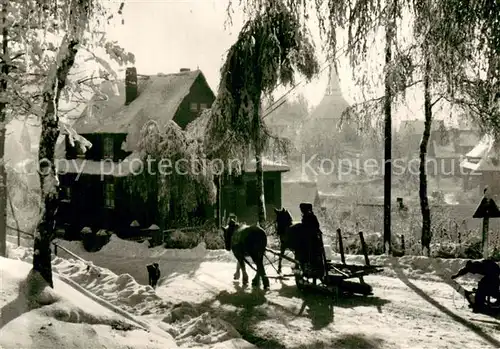 Seiffen_Erzgebirge Winteridyll Pferdeschlitten Seiffen Erzgebirge