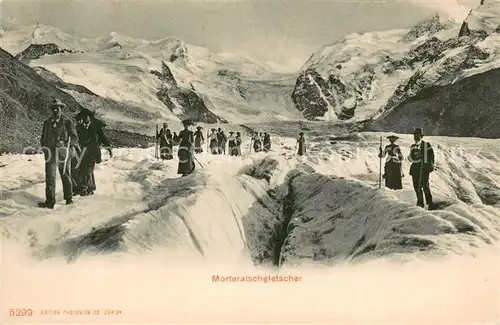 AK / Ansichtskarte Morteratschgletscher Panorama Gletscherwanderung Morteratschgletscher