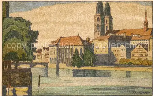 AK / Ansichtskarte Zuerich_ZH Partie an der Limmat Zuerich_ZH