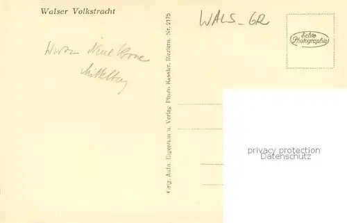 AK / Ansichtskarte Wals_Vals_GR Walser Volkstracht 