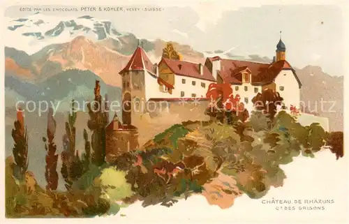 AK / Ansichtskarte Graubuenden_Kanton Chateau de Rhaezuns Kuenstlerkarte Graubuenden Kanton