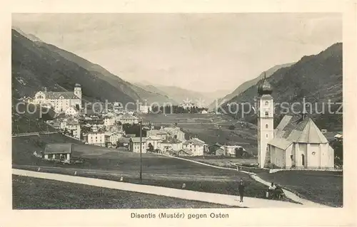 AK / Ansichtskarte Disentis_GR Panorama mit Kirche Disentis GR