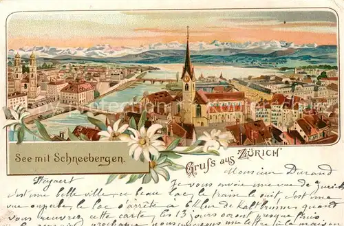 AK / Ansichtskarte Zuerich_ZH See mit Schneebergen Zuerich_ZH