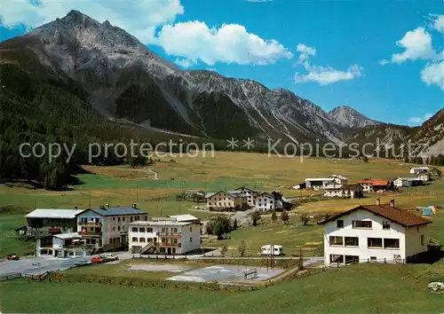 AK / Ansichtskarte Tschierv_Tschierf_GR mit Piz dAint und Ofenpass Hotel Sternen Schulhaus und Camping 