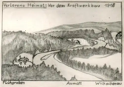 AK / Ansichtskarte Dottikon_AG Fluehgraben Aumatt Wickackerau Vor dem Kraftwerkbau 1918 