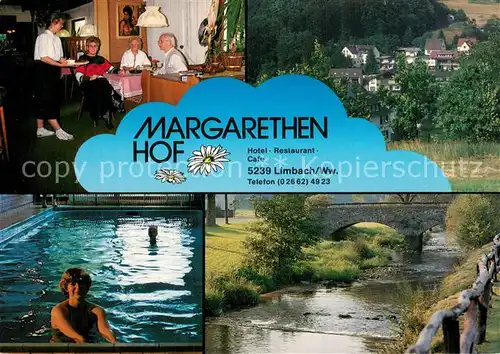 AK / Ansichtskarte Limbach_Westerwald Margarethen Hof Hotel Restaurant Gaststube Hallenbad Bruecke Limbach_Westerwald
