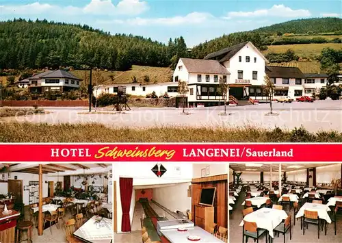 AK / Ansichtskarte Langenei Hotel Schweinsberg Gastraeume Kegelbahn Langenei