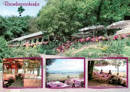 AK / Ansichtskarte Leutesdorf_Rhein Brombeerschenke mit Brombeerweinkellerei Hof Haselberg Gaststube Terrasse Leutesdorf Rhein