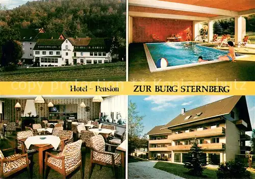 AK / Ansichtskarte Extertal Hotel Pension Zur Burg Sternberg Hallenbad Gaststube Extertal