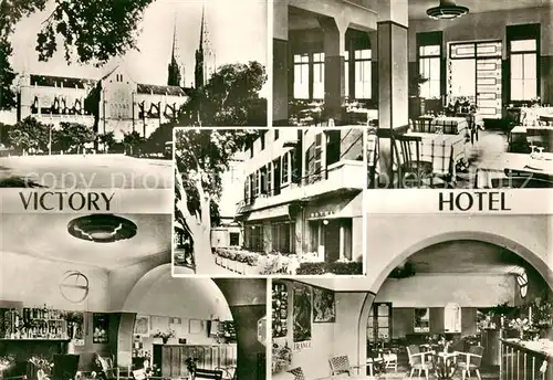AK / Ansichtskarte Nimes_30 Victory Hotel Eglise St Baudile vue de lHotel La salle a manger Facade de lHotel Le Hall Le Bar 