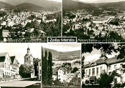 AK / Ansichtskarte Zella Mehlis Panorama Blick zum Ruppberg Kirche Rat des Kreises Zella Mehlis