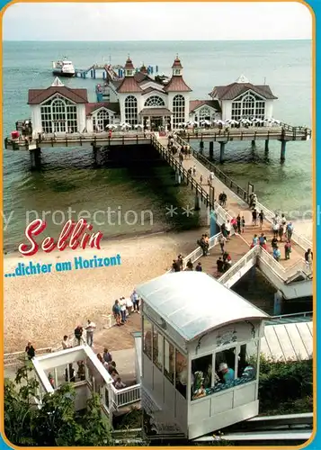 AK / Ansichtskarte Sellin_Ruegen Seebruecke Hotel mit Schraegaufzug Himmelsstuermer Sellin Ruegen