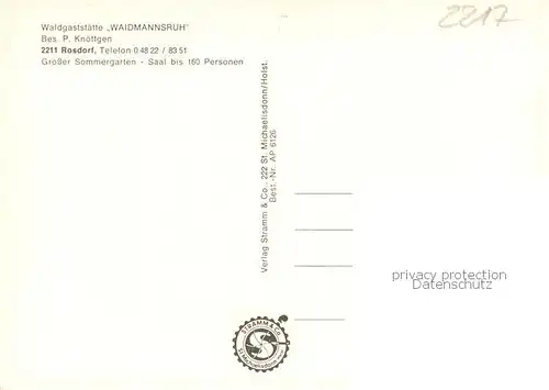 AK / Ansichtskarte Rosdorf_Holstein Waldgaststaette Waidmannsruh Freiterrasse Rosdorf_Holstein