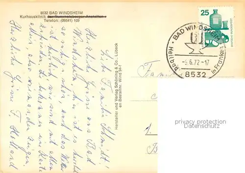 AK / Ansichtskarte Bad_Windsheim Kurhausklinik Bad_Windsheim