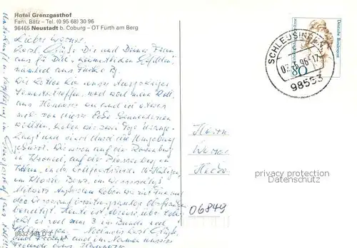 AK / Ansichtskarte Neustadt_Coburg Hotel Grenzgasthof Gasthof Baetz Neustadt_Coburg