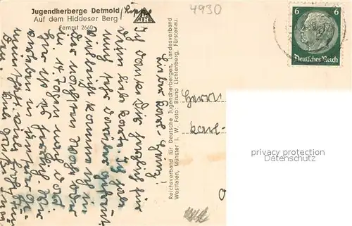 AK / Ansichtskarte Detmold Jugendherberge Hiddeser Berg Detmold