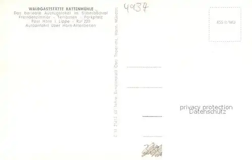AK / Ansichtskarte Horn_Lippe Waldgaststaette Kattenmuehle Silberbachtal Teutoburger Wald Horn_Lippe