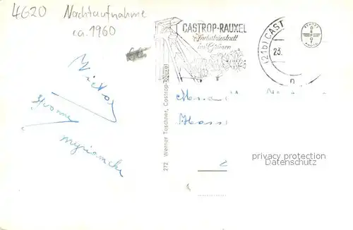 AK / Ansichtskarte Castrop Rauxel Reiterdenkmal Markt Wittener Strasse Nachtaufnahme Castrop Rauxel