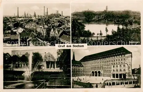 AK / Ansichtskarte Bochum Parkhotel Stadtpark Rathaus Strassenbahn Bochum