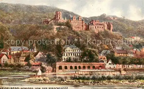 AK / Ansichtskarte Kunst Oilette Heidelberg Schloss von der Hirschgasse 