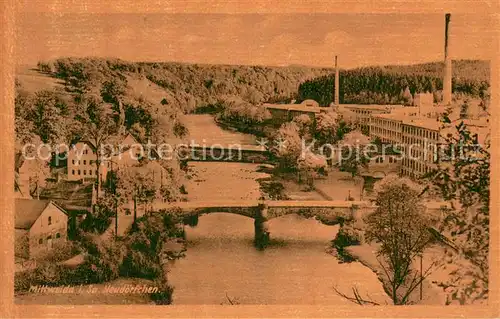 AK / Ansichtskarte Neudoerfchen_Mittweida Blick ueber die Zschopau Bruecke Industrie 