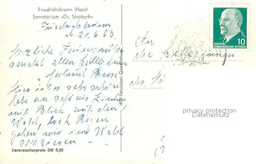 AK / Ansichtskarte Friedrichsbrunn_Harz Sanatorium Dr. Strokorb Friedrichsbrunn Harz