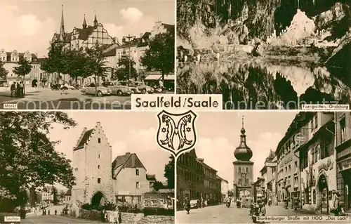AK / Ansichtskarte Saalfeld_Saale Markt Feengrotten Saaltor Blankenburger Strasse HOG Das Loch Saalfeld_Saale