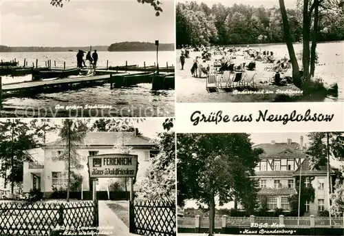 AK / Ansichtskarte Neuglobsow Am grossen Stechlinsee Badestrand FDGB Ferienheim Haus Waldfrieden FDGB Ferienheim Haus Brandenburg Neuglobsow