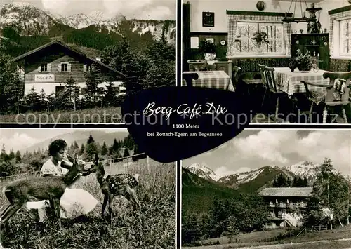 AK / Ansichtskarte Rottach Egern Berg Cafe Dix Gaststube Rehkitz Fuetterung Panorama Rottach Egern