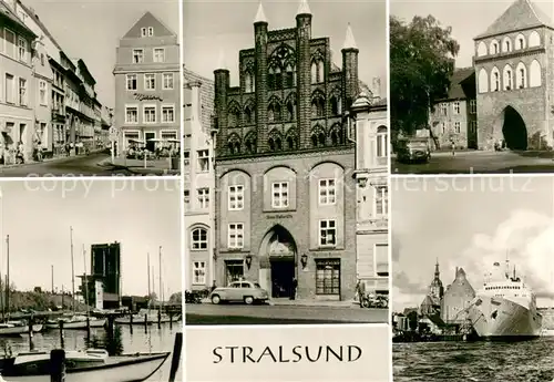 AK / Ansichtskarte Stralsund Leninplatz Knieper Tor Alter Markt mit Bertram Wulflam Haus Ruegendammbruecke Hafen 