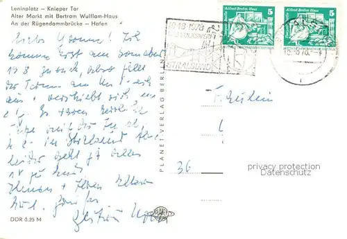 AK / Ansichtskarte Stralsund Leninplatz Knieper Tor Alter Markt mit Bertram Wulflam Haus Ruegendammbruecke Hafen 