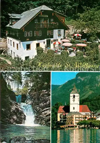 AK / Ansichtskarte St_Wolfgang_Wolfgangsee Pension Hupfmuehle Wasserfall Kirche St_Wolfgang_Wolfgangsee