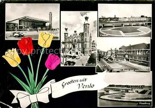 AK / Ansichtskarte Venlo Station Stadhuis Viadukt Keulse Poort met postkantoor Maasbrug Venlo