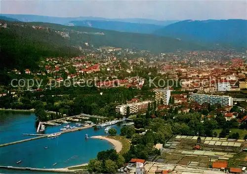 AK / Ansichtskarte Bienne_Biel Plage et port vue generale aerienne 