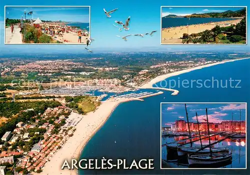 AK / Ansichtskarte Argeles_Plage_66 Strandpartien Fliegeraufnahme Hafen 