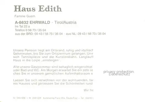 AK / Ansichtskarte Ehrwald_Tirol Haus Edith Ehrwald Tirol