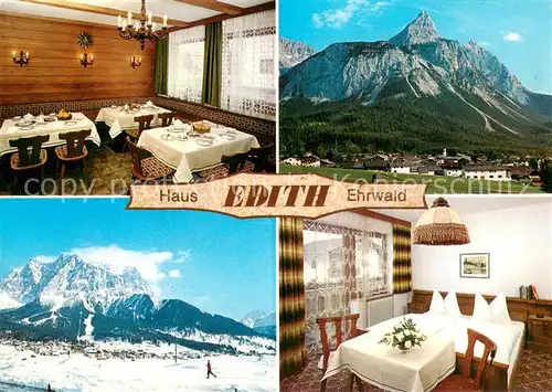 AK / Ansichtskarte Ehrwald_Tirol Haus Edith Gastraeume Skipiste Panorama Ehrwald Tirol