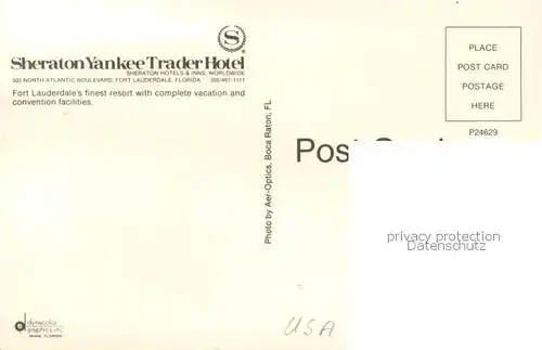 AK / Ansichtskarte Fort_Lauderdale_Florida Sheraton Yankee Trader Hotel Air view 